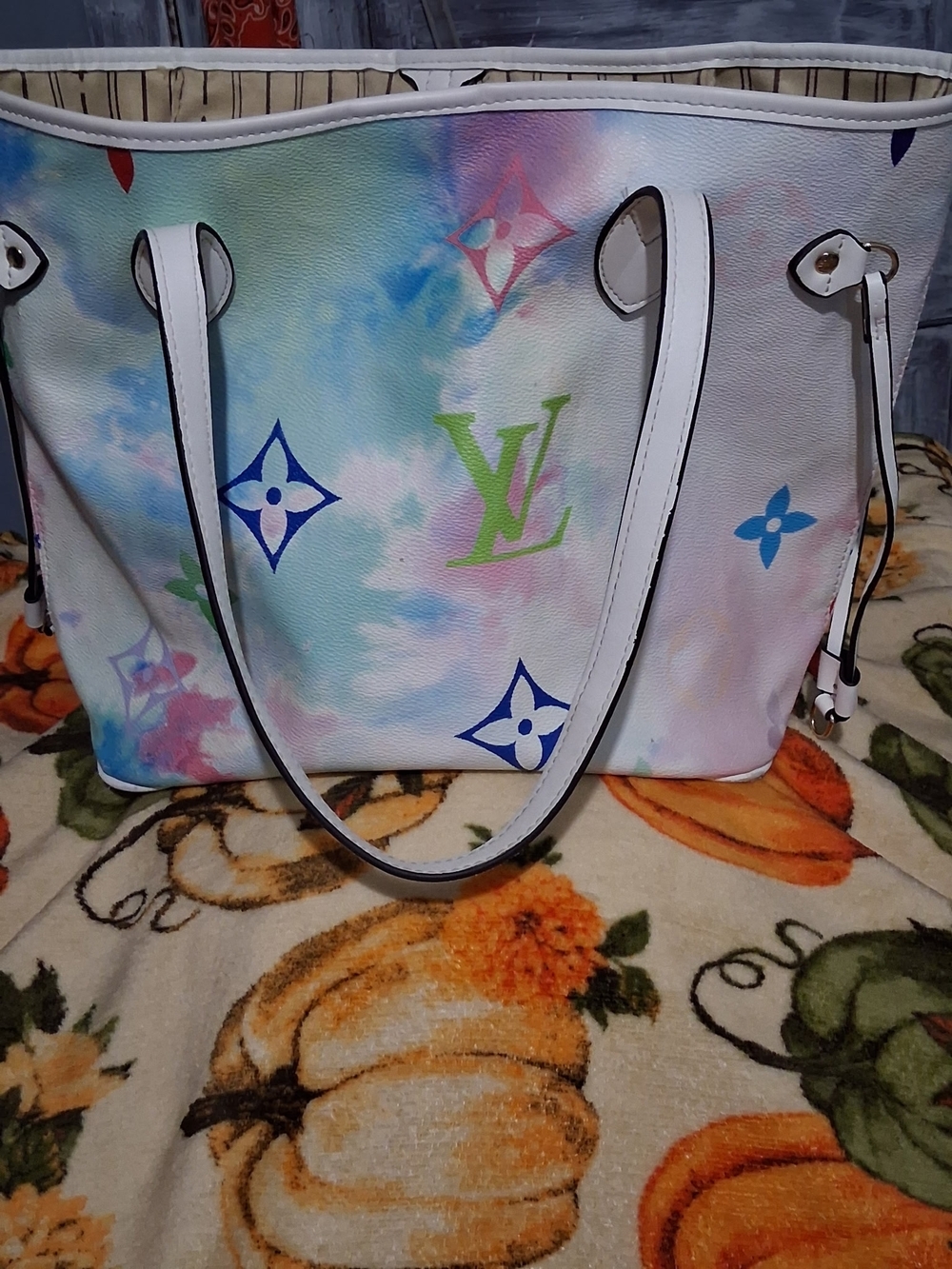 Louis Vuitton Multicolor Pastel Monogram Tote with White Trim